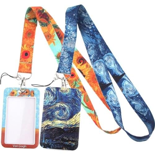 LT37 Van Gogh Art Oil Painting Lanyards for Key Neck Strap lanyard card ID Holder Gym Key Chain Key Holder Hang Rope Key Rings