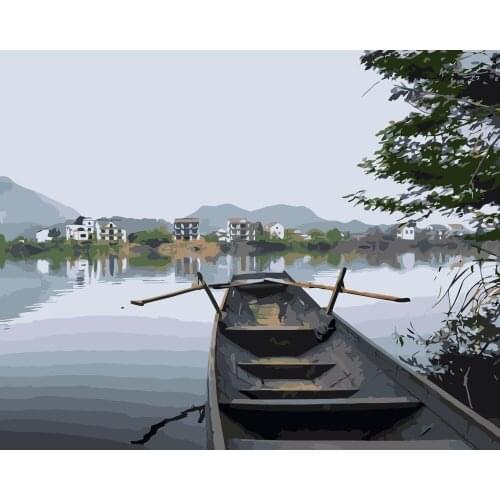 MaHuaf-i274 diy oil painting canvas paintings by numbers scenery pictures wall art for home decoration Jiangnan impression view