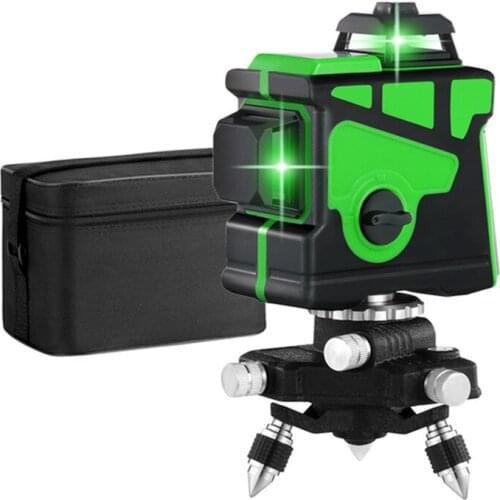 ALLSOME Level 12 Lines 3D Level Self-Leveling 360 Horizontal And Vertical Cross Super Powerful Green Laser Level