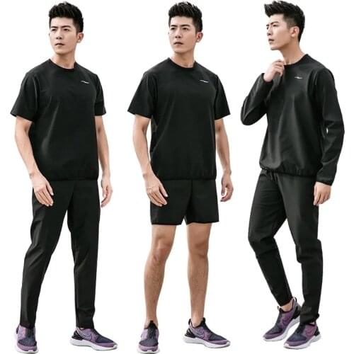 Mens Sauna Suit Weight Loss Gym Fitness Exercise Workout Sweat Training Hot Fat Burn Loose Fit Clothes Full Body Shirt Pants