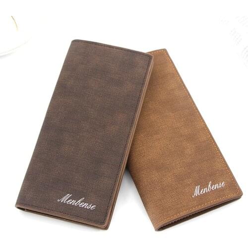 MenBense Mens Slim Long Wallets Leather Clutch Bags Money Clip Coin Purse Male Card Holder Handbag Pocket Wallet for Men