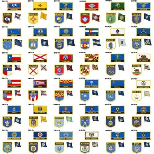 New Mexico Maryland California Hawaii National Flag Embroidered Iron on Patches for Clothing Metal badges DIY Saw on Patches