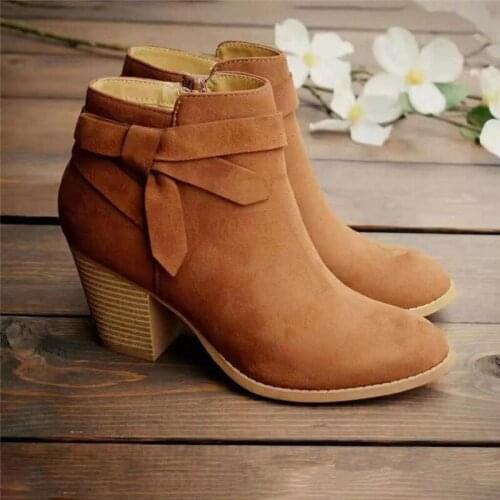 2020 New fashion Boots Women Winter Shoes Woman High Heel Ankle Boots zipper Platform Suede Women Shoes zapatos de mujer 35-43