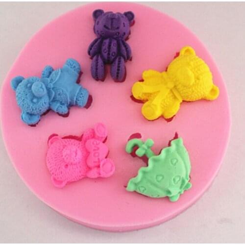 New Valentine teddy bear love me fondant cake molds soap chocolate mould for the kitchen baking cake tool FM292
