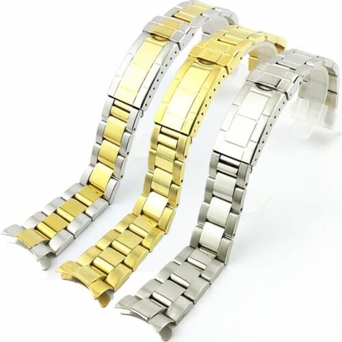 New Watchband watch band 20MM Men full Stainless Steel Butterfly Clasp gold silver For Rol Daytona Submariner Gmt strap