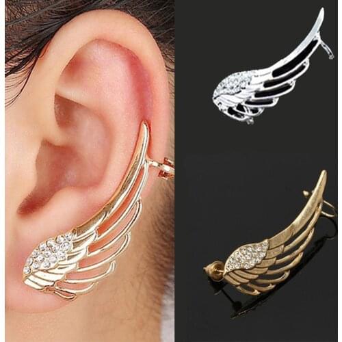 Cuff Wing Gift Gold Rhinestone Plated Hot Ear Earrings 1Pc Women Punk