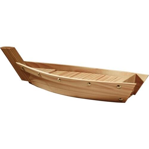 Practical Wooden Sushi Plate Boat Shaped Dish Japanese Style Snack Tray Serving Dish for Home Restaurant Decoration