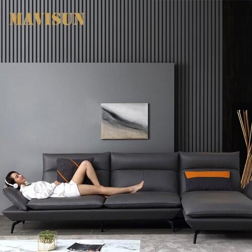 Light Luxury Modern Minimalist Master Design Corner Couch Real Leather Sofa Set For Living Room Furniture Down Sponge Couch