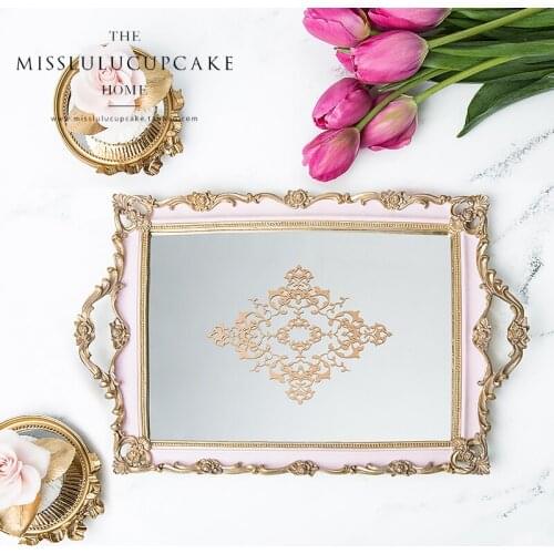 Pink color Restore Ancient Ways European Tray Compote Tea Tray Cake Tray