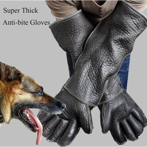 Super Thick Anti-bite Protective Gloves For Large Wolfdog Snake Dog Cat Training Dog Cowhide Gloves For Pet Shop Hospital Home