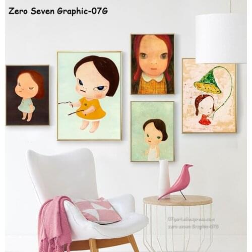 Japanese Comics Yoshitomo Nara Works Cartoon Girls Canvas Poster Print Picture Wall Art For Children Room Modern Home Decoration