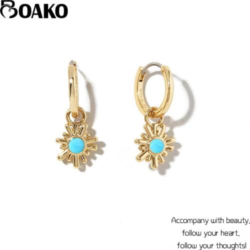 BOAKO Pendientes Plata 925 Sterling Silver Earrings for Women Earings Huggies Colorful Earring Love Heart Cute Earrings Jewelry