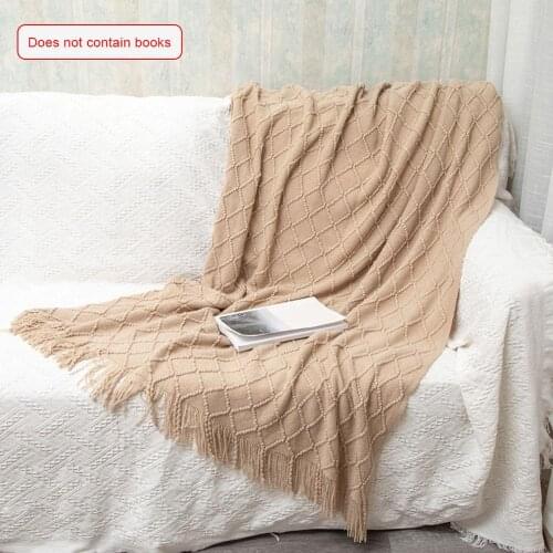 Winter Bedspread Pure Color Plaid Tassel Knitted Blanket Sofa Plaid Cozy Luxury Bed Blanket Artificial Nap Home Blankets Dropshi