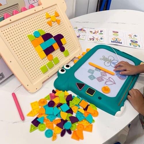 New 2 In 1 Magnetic Drawing Puzzle Board Montessori Toy Educational Early Creative Toys Kid Blocks Shape Sorting Matching Boards