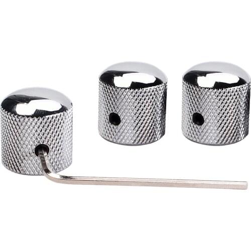 3pcs Guitars Control Knobs Chrome Metal Guitar Tone Volume Knobs Guitar Part Accessories