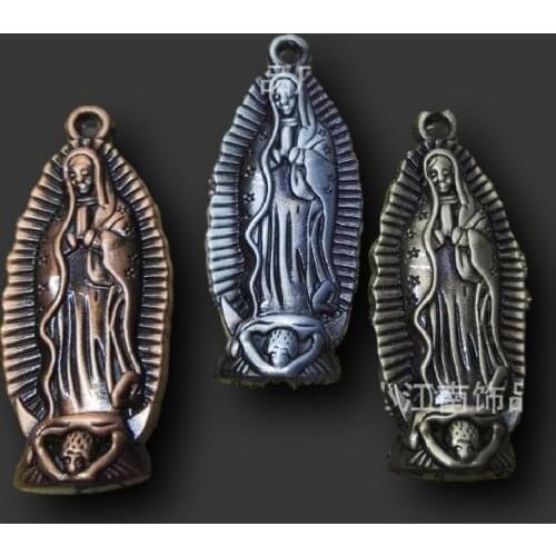 3pcs Alloy Drawing Process Retro Catholic Virgin Mary Pendant Religious Necklace Accessories DIY Charms For Jewelry Cafts Making