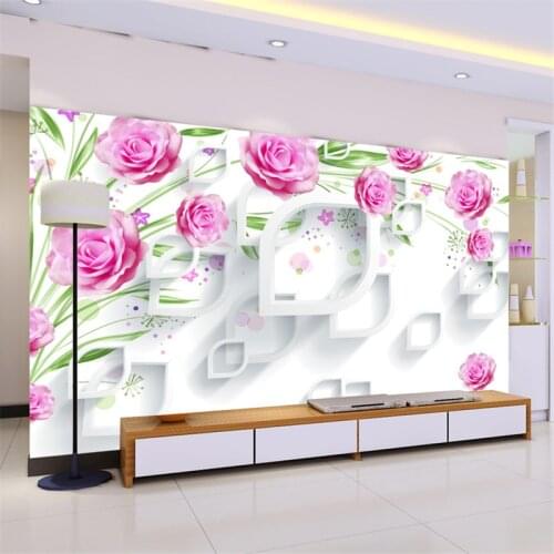 Beibehang Customized large 3D mural wallpaper background wallpaper living room TV modern simple roses 3D mural wall paper