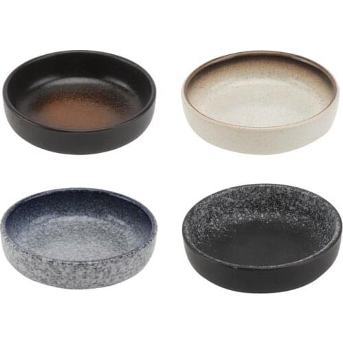 4pcs Ceramic Sauce Dish Round Small Seasoning Plates Butter Mustard Soy Vinegar Dishes Dipping Bowl Kitchen Dinnerware