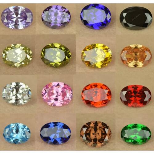 50pcs/Lot Wholesale Mix Color 2*3~13*18mm Oval Shape Cut White Garnet Purple Pink Loose CZ Synthetic Gems Cubic Zirconia Stones