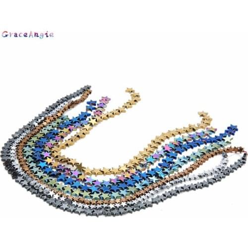 6/8/10mm Gold Silvers Green Black Star Shape Hematite Natural Stone Spacer loose Beads For Jewelry Making Bracelets Necklace Top