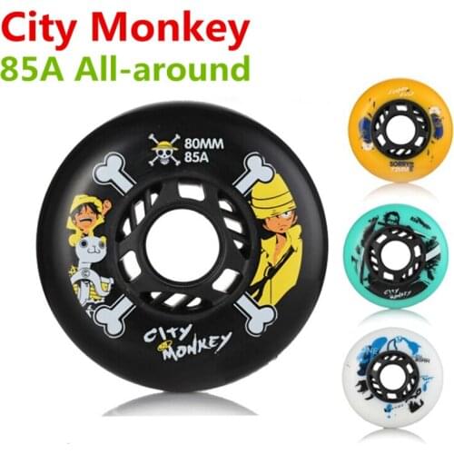 8 Pcs Original City Monkey All-round Universal 85A FSK Slalom Braking Inline Skates Wheel, Multipurpose Roller Skate Wheels