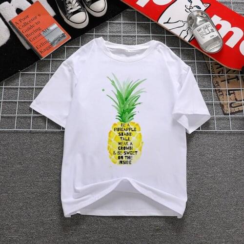90S Womens T-shirt Pineapple Fruit Clothing Printed T-shirt Fashion Womens Top Graphic T-shirt Female Tumblr Clothing