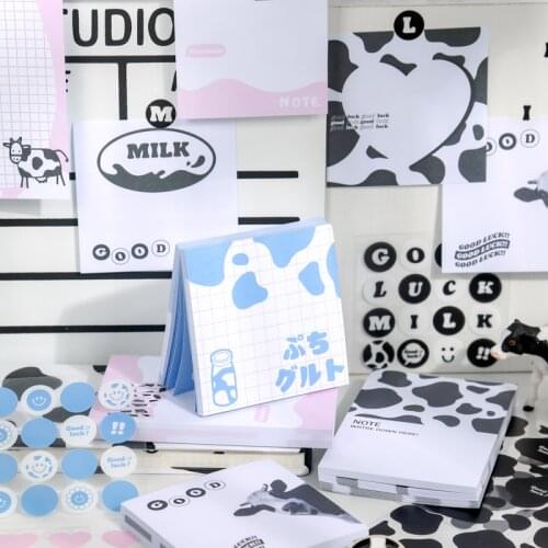 93 Sheets Ins Cute Milk Cows Memo Pad Kawaii Stationery N Times Sticky Notes Portable Notepad School Office Supply Papeleria