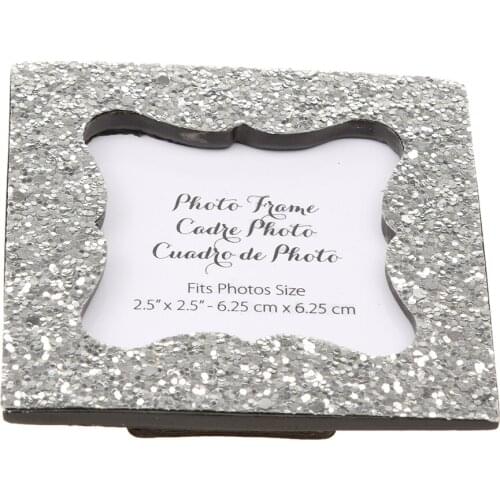 Shiny Sequin Small Photo Frame With Back Stand Wedding Party Office Desk Decor Silver