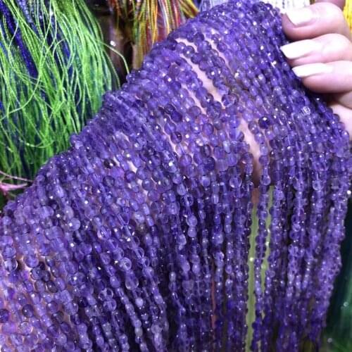Natural Stone Beads 4mm Oblate Shape Amethysts Loose Spacer Beads for Necklace DIY Bracelet Jewelry Making Accessories