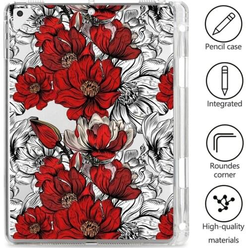 Flower Rose For iPad Pro 2020 Case Tablet With Pen Slot Clear Soft Cover Cases iPad 7th Generation Case Mini 1 2 3 Funda Air 3