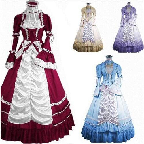 GT008) Lolita Dresses Long Sleeveless 2016 New Fashion Women Summer Dress Party Gothic Lolita Halloween Costumes Victorian