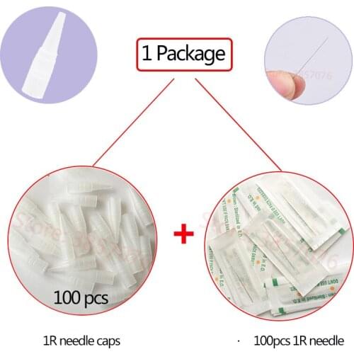 200pcs Tattoo Needles Set Disposable Sterilized Permanent Makeup Needle 1R/3R/5R/5F/7F PMU Machine Needle For Eyebrow Lip Tattoo