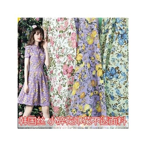 Korean silk opaque soft floral print dress shirt skirt accessories hand draped fabric