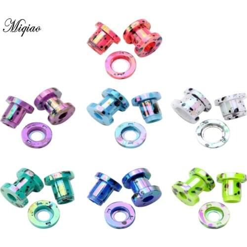 Miqiao 2 Pcs 2-12mm Acrylic Spotted Thread Hollow Channel Earrings Body Piercing Plugs and Tunnels Ear Reamer
