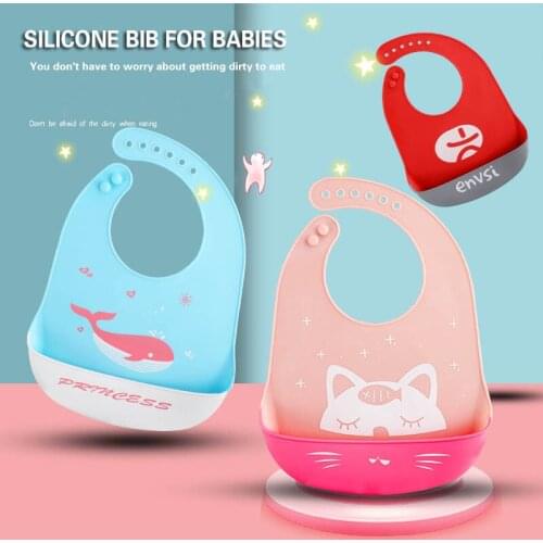 Fashionable silicon Baby Bib Waterproof Infant Bibs Newborn Feeding Cloth Toddle Boys Girls Adjustable Different Styles of Bibs