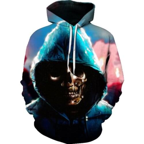 2021 Spring new hot Sale Skull face Hoodies Men/Women fashion 3D Print Skeleton Boy/Girl long sleeve Cool Fashion Tops hoody