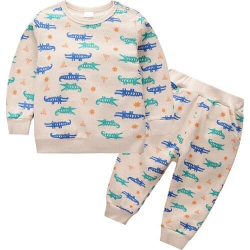 2019 Spring New Kids Cartoon Printed Pajamas Sets for Boys and Girls 2 Pcs Home Wear Baby Cotton Comfortable Tops & Pants Suits