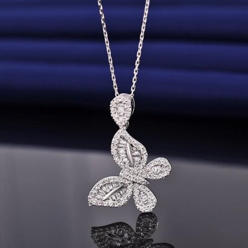 New Gorgeous Butterfly Necklaces for Women 925 Sterling Silver Jewelry Cubic Zircon Statement Necklace Party Accessory