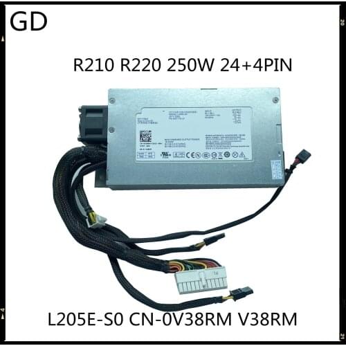 GD NEW Original For Dell R210 R220 Server Power Supply 250W 24+4PIN L205E-S0 PS-4251-1D-LF CN-0V38RM V38RM Full Tested