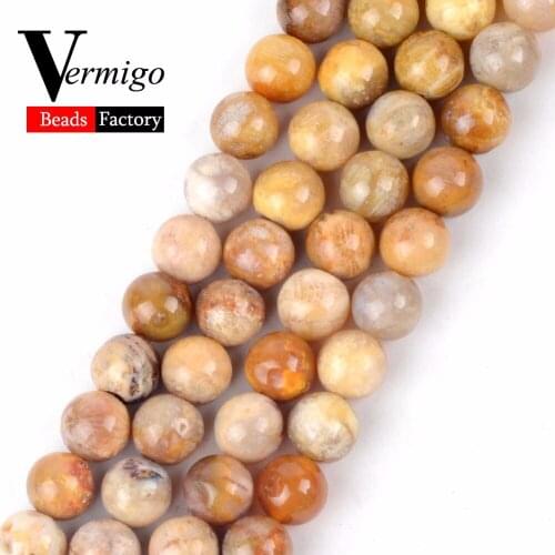 Factory Wholesale Natural Round Stone Beads Chrysanthemum Agates 4 6 8 10 12mm Loose Beads For Jewelry Making 15" Strand Mineral