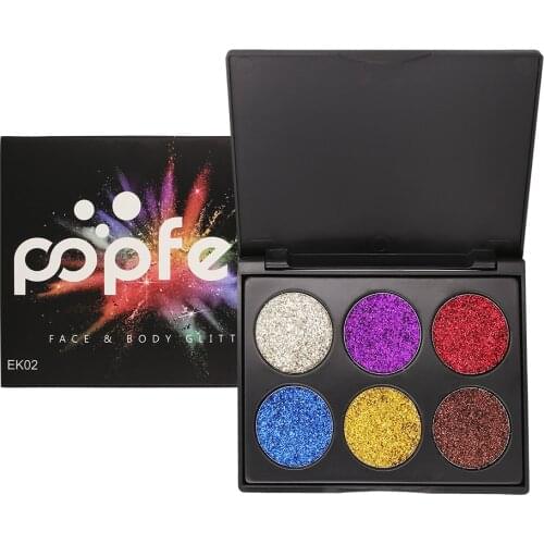 6 Color Glitter Eye Shadow Palette Long-lasting Makeup Pressed Pigment Eyes Shades Shimmer Cosmetic Make Up Eyeshadow Pallete