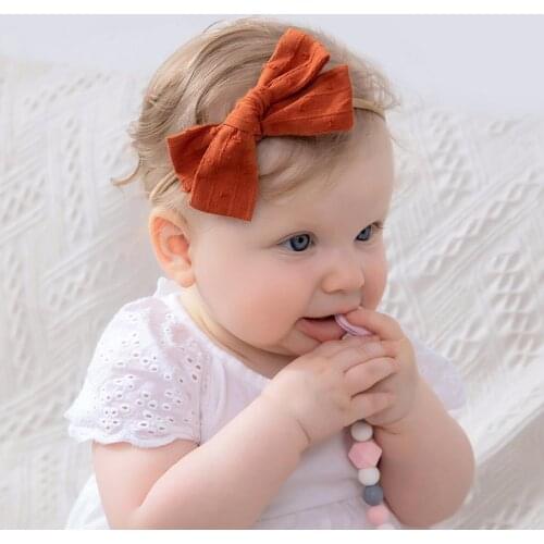 New Baby Girl Headband For Children Soft Nylon Bow Hair Bands Newborn Infant Solid Turbans For Babies Hair Accessories Kids