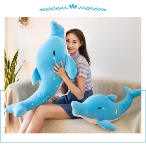 Lovely cartoon dolphin plush toy down cotton stars dolphin soft doll throw pillow Christmas gift h1579