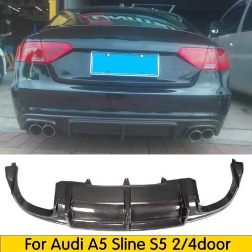 For A5 Carbon Fiber Rear Bumper Lip Diffuser Spoiler for Audi A5 Sline S5 2013-2016 Fins Diffuser