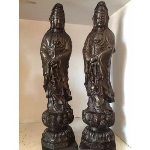30CM large TOP efficacious bless family Safe GOOD LUCK Avalokitesvara Guanyin Buddha Handmade aloeswood wood carving statue