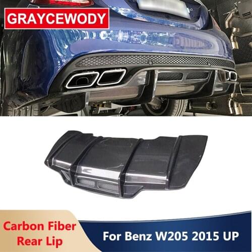 PSM Style Carbon Fiber Material Rear Bumper Lip Spoiler Diffuser For Benz C Class C200 C63 W205 AMG Sedan Car Styling 2015 Up