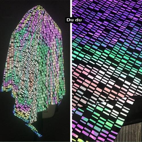 50*140cm Reflective Laser Light Clothing Fabric Irregular Grid Dazzle colour Luminous cloth Down jacket Dust coat Fabric DIY