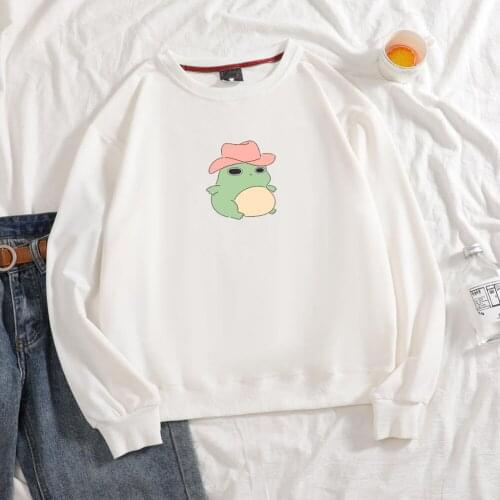 Frog Sweatshirt Pullover Harajuku Aesthetic Oversized Hoodie Best Friend White Cotton Sweatshirts Thin Spring Autumn Sweatsuit