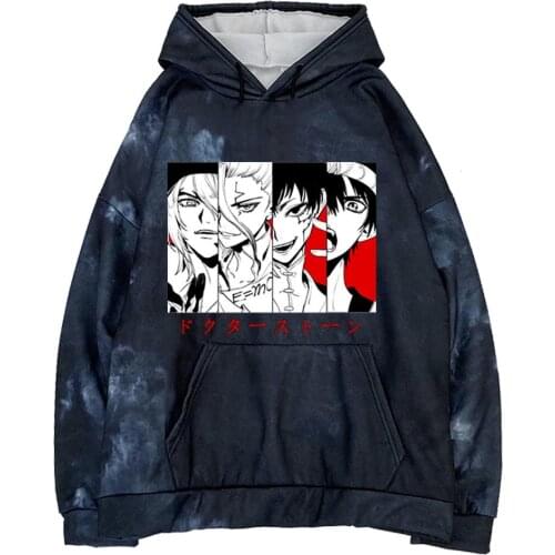Fashion Tie Dye Women/Men Dr.STONE Harajuku Friend Funny Long Sleeve Hooded Sweatshirt Men Hoodies