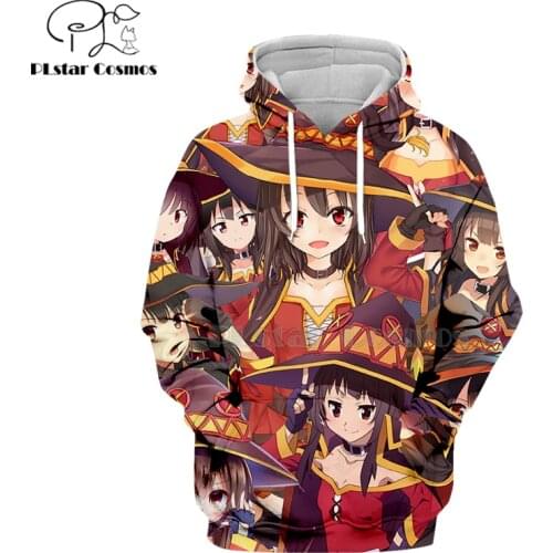PLstar Cosmos kawaaii Megumin KonoSuba 3d hoodies/sweatshirt Hipster Anime Unisex Face Tops Kawaai Pullovers-12